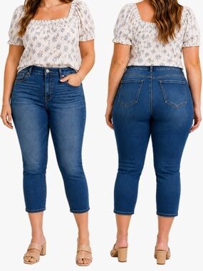 Torrid Trio Fit Limitless Stretch Skinny Crop Jeans Plus Size 10-14 Medium Wash